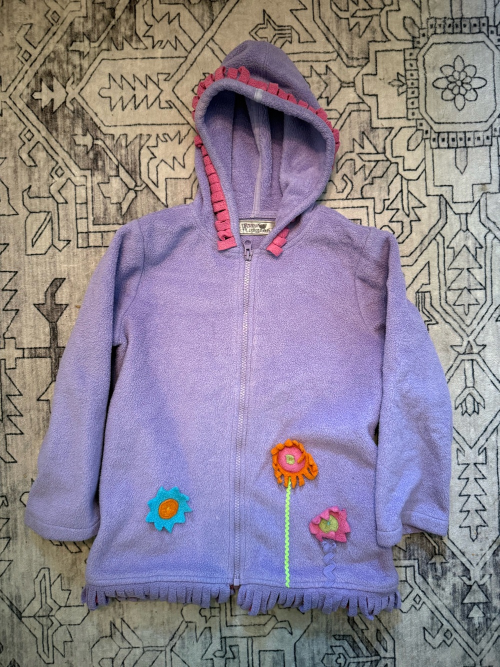 Widgeon Fleece girls full zip purple flower jacket size 6x